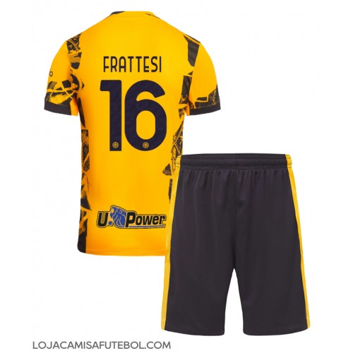 Camisa de Futebol Inter Milan Davide Frattesi #16 Equipamento Alternativo Infantil 2024-25 Manga Curta (+ Calças curtas)